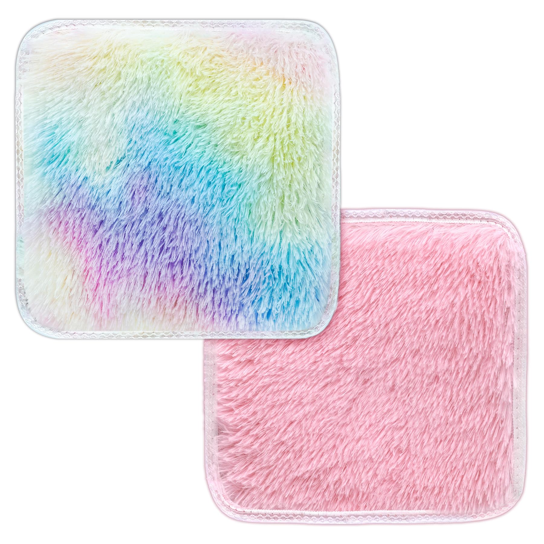 2 Pcs School Locker Rugs,12''Soft Fluffy Faux Fur Area Carpet with Anti-Slip Layer,Tie-dye Square Locker Decorations Aesthetic Nail Photography for Girls (Pink, 12×12in)