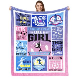 kesidilo soccer gifts for girls, soccer blanket for girls 50"x40", girls soccer gifts for birthday, soccer party favors, soccer stuff for soccer lovers and players