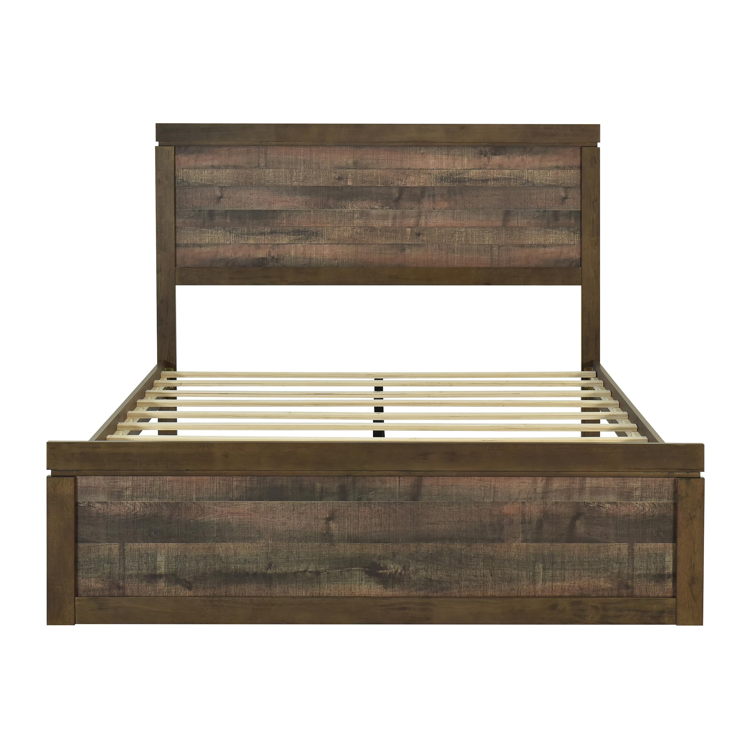 RuiSiSi Farmhouse Full Bed Frame with 47.9” Headboard and Footboard Wood Platform Bed with 10 Wooden Slats for Bedroom