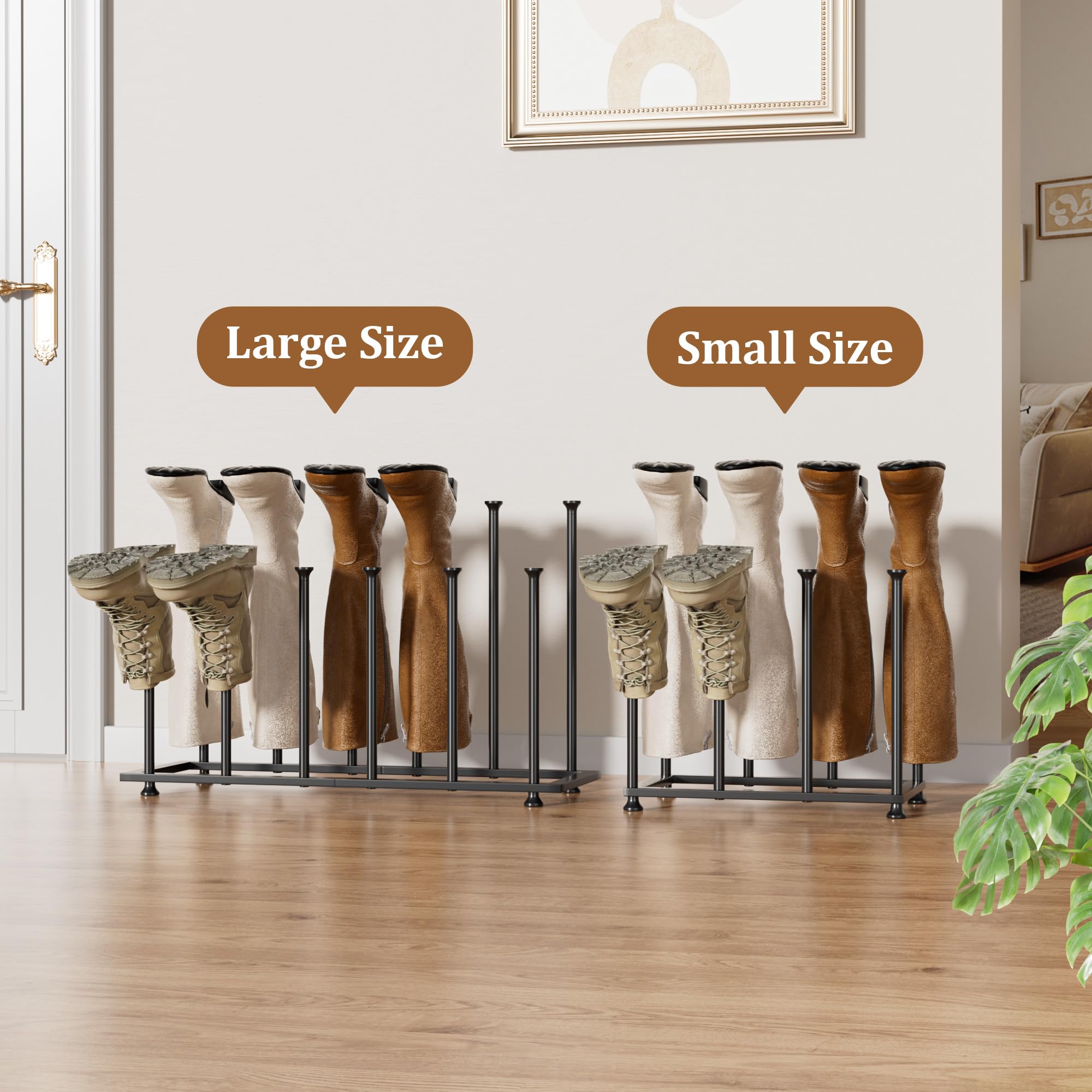 Freestanding Boot Rack Organizer Tall Boots - Vertical Shoe Storage Organizer for 4 Pairs, Prevents Creases & Sagging, Space-Saving Design for Entryways, Closets, Bedroom, Patio Outdoor, Hallway