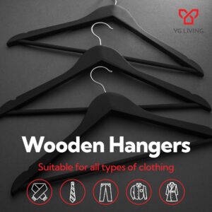 YG Living Black Wooden Hangers - 20 Pack - Elegant Clothes Hangers - Clothing Hangers for Closet, Dorm, Teens and Adults - Hang Coats, Suits, Jackets - Heavy Duty Hangers - Coat Hanger with Notches