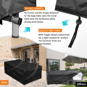 Joymo Patio Furniture Covers,Cover for Outdoor Table,Rectangular Patio Table Cover,Outdoor Chair Covers,Ping Pong Table Cover Waterproof,98Lx78Wx32H inch,Black