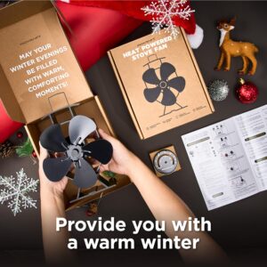 InoKraft Wood Stove Fan for Wood/Log Burner/Fireplace, Wood Stove Fan Heat Powered Which Needs no Electricity, Holiday Gift, Bring You Warm in Winter