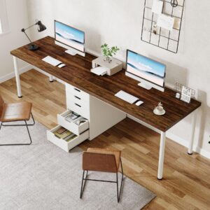 Tribesigns Two Person Computer Desk with 5 Drawers, 78.7 Inches Extra Long Double Office Desk, Modern Simple Double Computer Desk Study Writing Table Workstation for Home Office