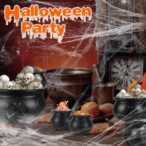 Halloween Large Cauldron Kettles, 4 in 1 [12.6"+7.7" +5.7"+ 5.7 "] Witch Cauldrons, Plastic Black Witch Pot, Treats & Punch Bowl , Candy Holder, Halloween Party Favor for Indoor Outdoor Decoration