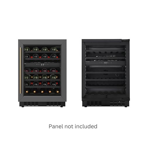 KoolMore KM-CW46DZ-BPR Reserve 24 in. Under-Counter Panel Ready Dual Zone Built-in Wine Cooler with Black Shelves and 45 Bottle Capacity