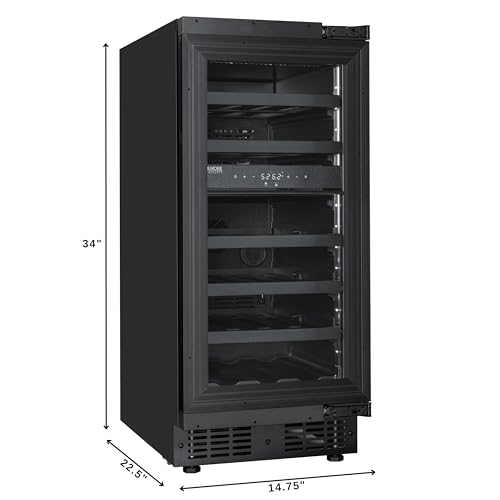 KoolMore KM-CW28DZ-BPR Reserve 15 in. Under-Counter Panel Ready Dual Zone Built-in Wine Cooler with Black Shelves and 23 Bottle Capacity