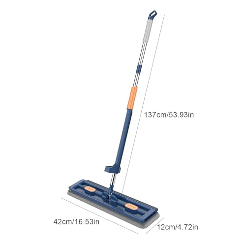 Karelwui Large Flat Mop for Floor Cleaning, Self Wringing Floor Mop with 6 Microfiber Pads,self Wringing mop, Stainless Steel, New Style Large Flat, Dust Wet Dry Mop for Tile/Marble/Laminate/Wooden