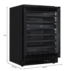 KoolMore KM-CW46DZ-BPR Reserve 24 in. Under-Counter Panel Ready Dual Zone Built-in Wine Cooler with Black Shelves and 45 Bottle Capacity