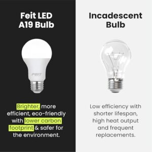 Feit Electric A19 LED Light Bulb, 60W Equivalent, E26 Medium Base, 800 Lumen, 3500K Neutral White light, Indoor/Outdoor General-purpose Light Bulbs, 11,000-Hour Lifetime, A800835/10KLED/MP/24, 24 Pack