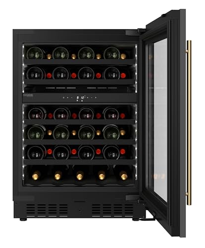 KoolMore KM-CW46DZ-BPR Reserve 24 in. Under-Counter Panel Ready Dual Zone Built-in Wine Cooler with Black Shelves and 45 Bottle Capacity