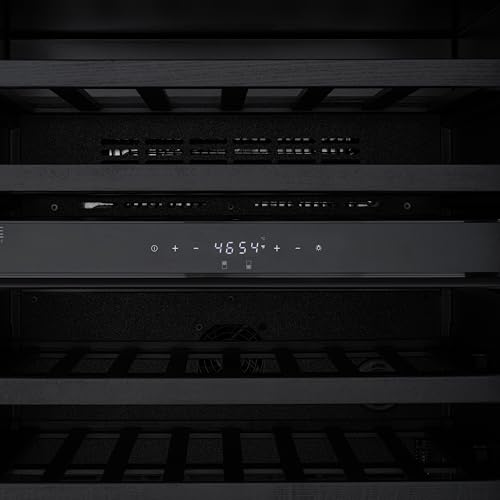 KoolMore KM-CW46DZ-BPR Reserve 24 in. Under-Counter Panel Ready Dual Zone Built-in Wine Cooler with Black Shelves and 45 Bottle Capacity