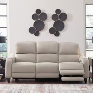 Signature Design by Ashley Mercomatic Casual Leather Match Wall Hugger Power Reclining Sofa with Adjustable Headrest and USB Ports, Light Gray