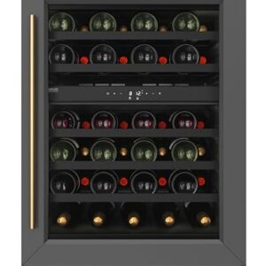 KoolMore KM-CW46DZ-BPR Reserve 24 in. Under-Counter Panel Ready Dual Zone Built-in Wine Cooler with Black Shelves and 45 Bottle Capacity