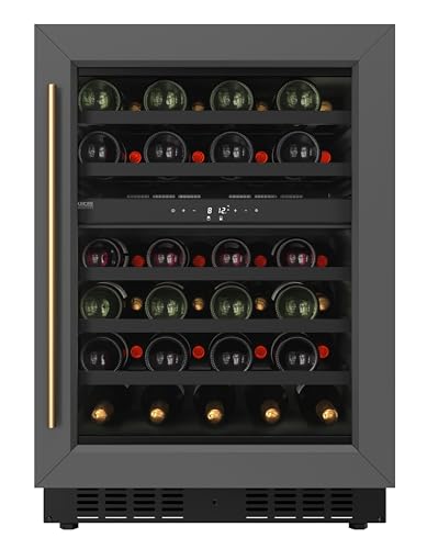 KoolMore KM-CW46DZ-BPR Reserve 24 in. Under-Counter Panel Ready Dual Zone Built-in Wine Cooler with Black Shelves and 45 Bottle Capacity