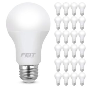 feit electric a19 led light bulb, 60w equivalent, e26 medium base, 800 lumen, 3500k neutral white light, indoor/outdoor general-purpose light bulbs, 11,000-hour lifetime, a800835/10kled/mp/24, 24 pack