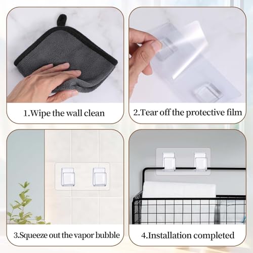 cobee Shower Caddy Adhesive Replacement, 6Pcs Shower Rack Stickers Shower Shelf Adhesive No Drilling Waterproof Traceless Hooks for Showe Caddy, Soap Holder, and Kitchen Storage Racks