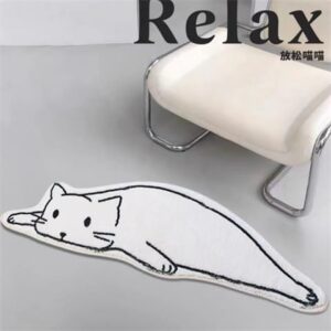 funny home bedside carpet living room carpet cloak room foot mat living room mat tea table thick floor mat (relaxing cat, 63 * 19.7)