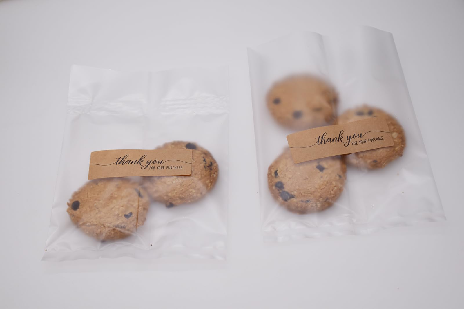 Cookie Bags 5"x7", 100Pcs Heat-sealable Frosted Semi Clear Cellophane Treat Bags Semi-Sealed