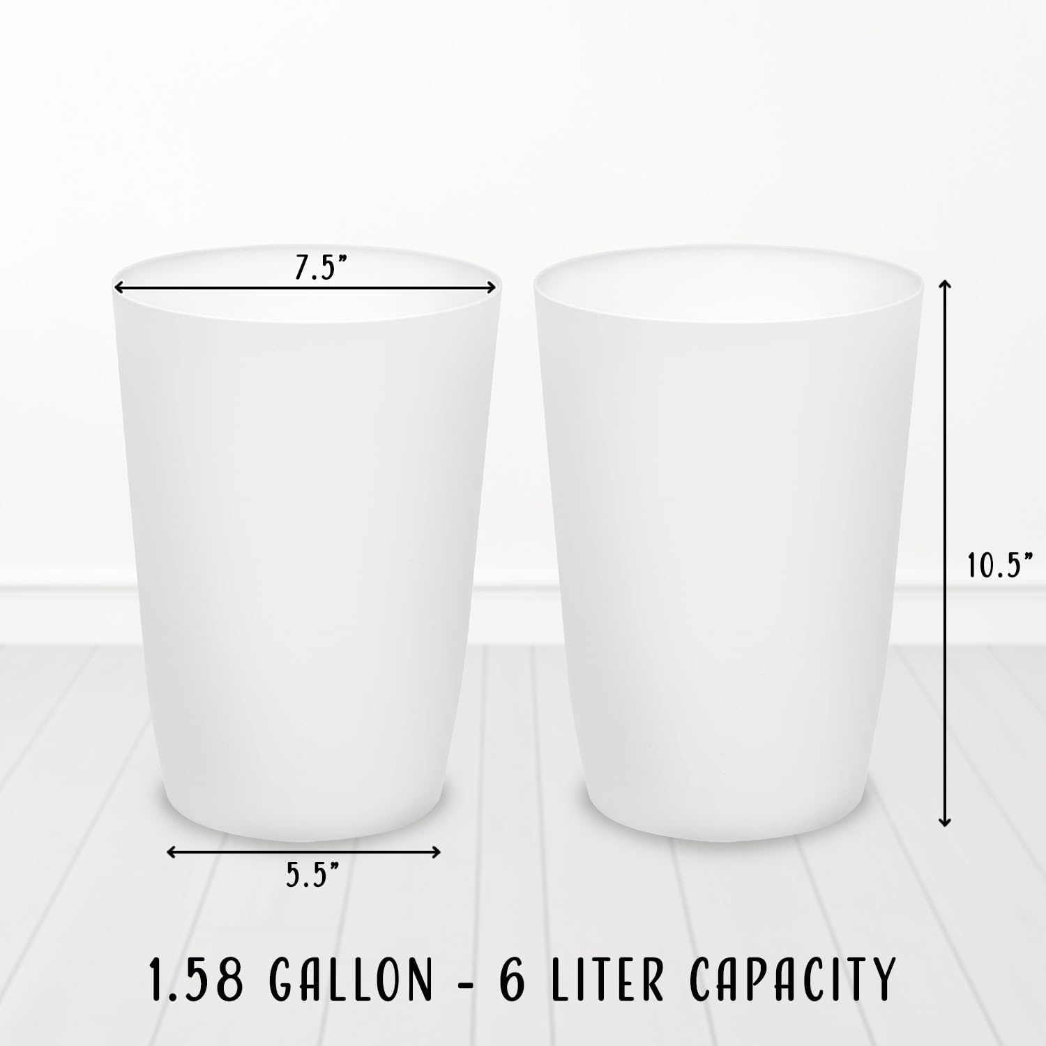 Hold N' Storage Small Open-Top Trash Can – Ideal for Kitchen, Office, Dorm, Bathroom – Compact Waste Bin for Tight Spaces – Perfect Bathroom Trash Bin – 10.5” x 7.5”, White