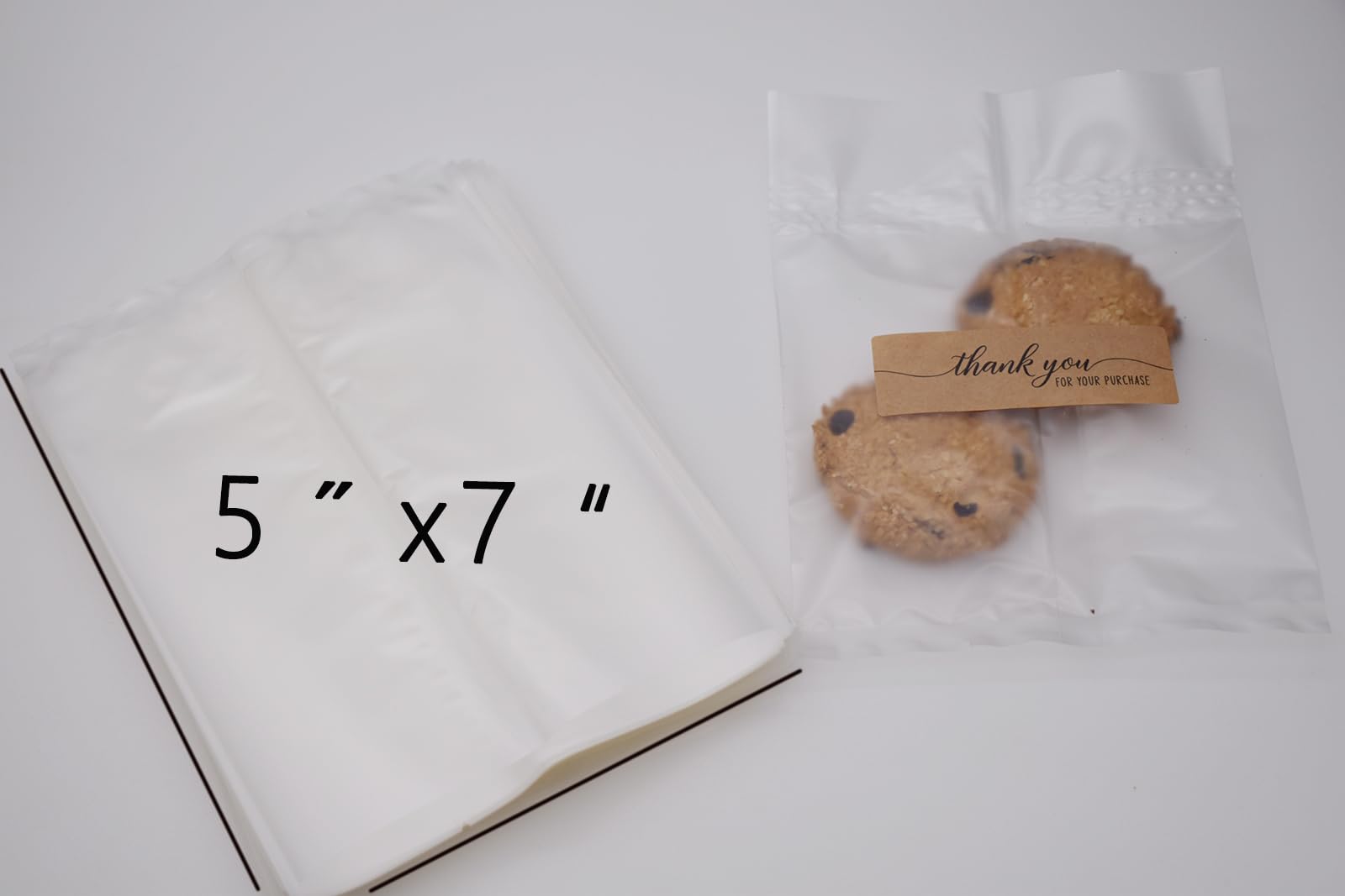 Cookie Bags 5"x7", 100Pcs Heat-sealable Frosted Semi Clear Cellophane Treat Bags Semi-Sealed