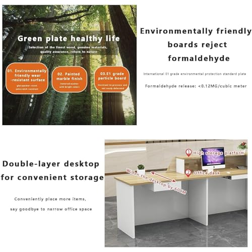 Commercial-Grade Reception Desk - Offers a Clean Look for Modern Offices and Public Spaces(F,200 cm x 60 cm x 100 cm)