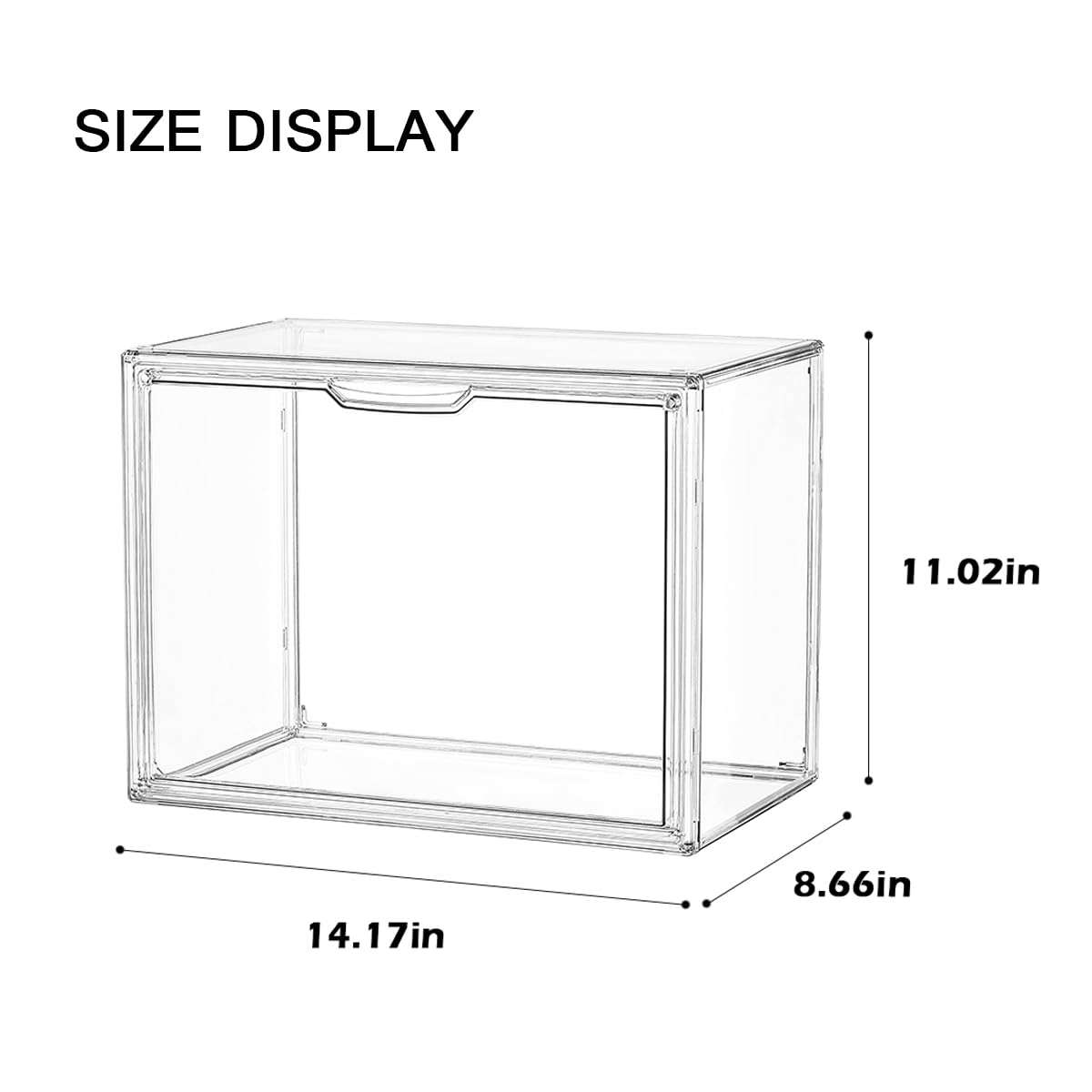 Fox Claw ​​​​​​Clear Acrylic Bookcase, Book Organizer Box, Portable Book Containers with Magnetic Door, Stackable Display Case for Purses Handbags Dolls Toys Shoes(Clear, 14.17" ×10.63"×8.66")