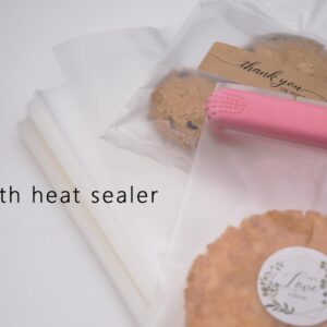 Cookie Bags 5"x7", 100Pcs Heat-sealable Frosted Semi Clear Cellophane Treat Bags Semi-Sealed