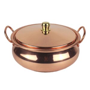 fenteer copper pot for stovetop, induction beautiful shape cooking pot with lid saucepan copper cookware hot pot for restaurant home, 20cm