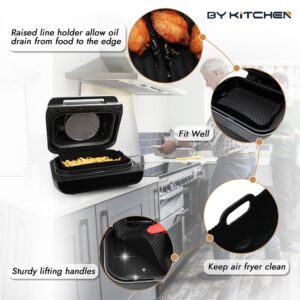 BYKITCHEN Reusable Air Fryer Silicone Liners for Ninja FG551/DG551/IG651 Foodi Smart XL Indoor Grill, Rectangle Silicone Air Fryer Liners for Ninja XL Grill Air Fryer, Ninja Foodi Grill Accessories