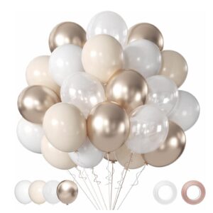 sand white and gold balloons, 50pcs white and metallic champagne gold balloons 12 inch pearl white and gold latex balloons for birthday,graduation,baby shower,wedding party decorations