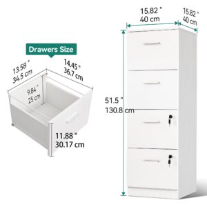 YITAHOME 4 Drawer Lateral Filing Cabinet, Chests of Drawers, Deep Vertical Storage Cabinet Fits Letter, A4, Legal Size for Home Office Organization, White