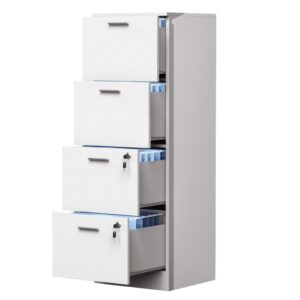 YITAHOME 4 Drawer Lateral Filing Cabinet, Chests of Drawers, Deep Vertical Storage Cabinet Fits Letter, A4, Legal Size for Home Office Organization, White