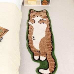 Funny Home Bedside Carpet Living Room Carpet Cloak Room Foot Mat Living Room Mat Tea Table Thick Floor Mat (Relaxing Cat, 63 * 19.7)