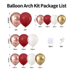 Burgundy Balloon Arch Kit, Rose Gold Balloon Arch Kit, Maroon Balloon Garland Kit with 18/12/10/5 inch Burgundy Rose Gold White Gold Latex Balloon for Birthday Baby Shower Valentines Bridal Shower