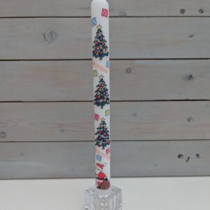 Alison Gardiner Advent Candle - Festive Christmas Tree Candle Design with Merry Christmas Message - Unscented Wax 29.5 cm Dinner Candle for Holiday Countdown - Made in England