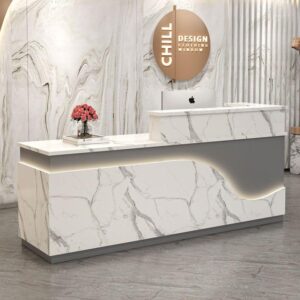 commercial-grade reception desk - offers a clean look for modern offices and public spaces(f,200 cm x 60 cm x 100 cm)