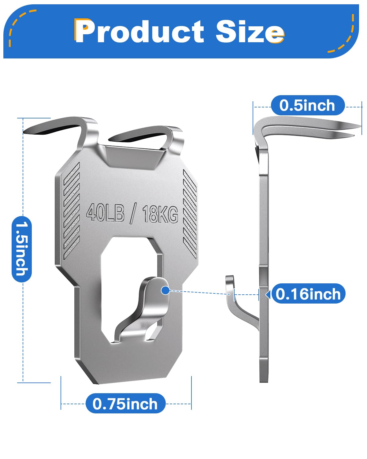 20Pcs Claw Drywall Picture Hanger: Wall Hooks for Hanging Picture Mirror Photo Poster Kit - No Damage Heavy Duty Wall Hanger for Room Office Decor Easy Tool-Free Nail-Free Holds Up to 40Lbs (20)