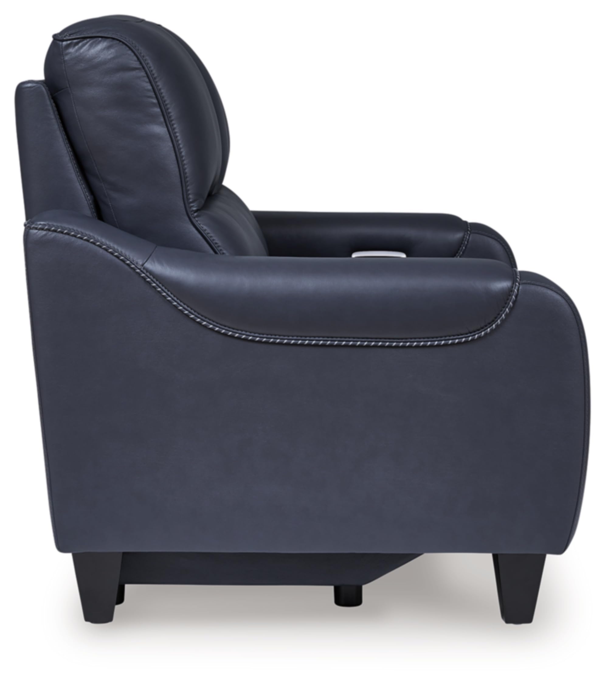 Signature Design by Ashley Mercomatic Contemporary Leather Match Wall Hugger Power Reclining Loveseat with Adjustable Headrest and USB Ports, Blue