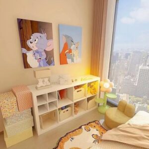 Funny Home Bedside Carpet Living Room Carpet Cloak Room Foot Mat Living Room Mat Tea Table Thick Floor Mat (Relaxing Cat, 63 * 19.7)