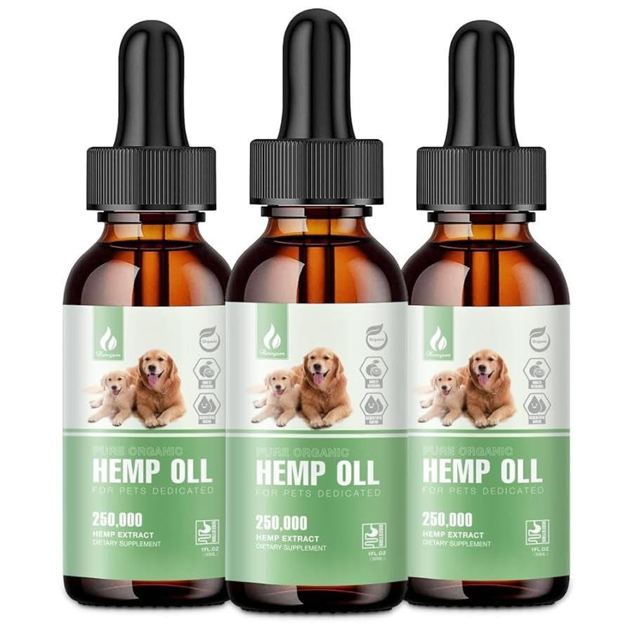 (3 Pack) Pet Hemp Oil for Dogs and Cats,Organic Hemp Extract Drops, Sleep Aid Anxiety,Stress, Hip & Joint Pain Relief, Dog Calming Treats Rich in Omega 3-6-9, Natural Pet Hemp Oil