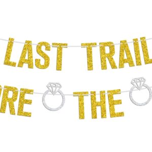 Last Trail Before the Veil Banner, Mountain Wedding Bridal Shower Bunting Sign, Hiking Camp Bachelorette Party Decorations Supplies, Gold Glitter