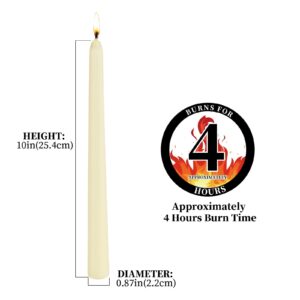 KONNI 0.87×10 Inch Ivory Taper Candles, Unscented and Smokeless Tall Candlesticks, 10 Pack Tapered Candles with Cotton Wicks, Long Burning, Ideal for Weddings, Dinner Parties, and Home Décor