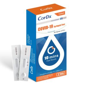 cordx tyfast at-home covid-19 antigen rapid test kit, easy, accurate, fast results in 10 minutes. (2-pack)