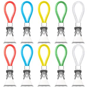 towel clips 10pcs, clips for hanging, tea towel clips with hanging loop, towel cips for kitchen bathroom bedroom hotel cabinet swimming pool let you distinguish and organize towels faster（5 colors）