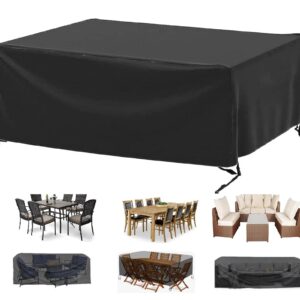 Waterproof Outdoor Furniture Covers,Large Rectangular Patio Table Covers for Outdoor Furniture Waterproof Couch Cover Sectional Sofa Set Cover Table and Chair Set Cover 140"L x 138"W x 35"H Black