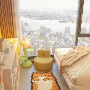 Funny Home Bedside Carpet Living Room Carpet Cloak Room Foot Mat Living Room Mat Tea Table Thick Floor Mat (Relaxing Cat, 63 * 19.7)