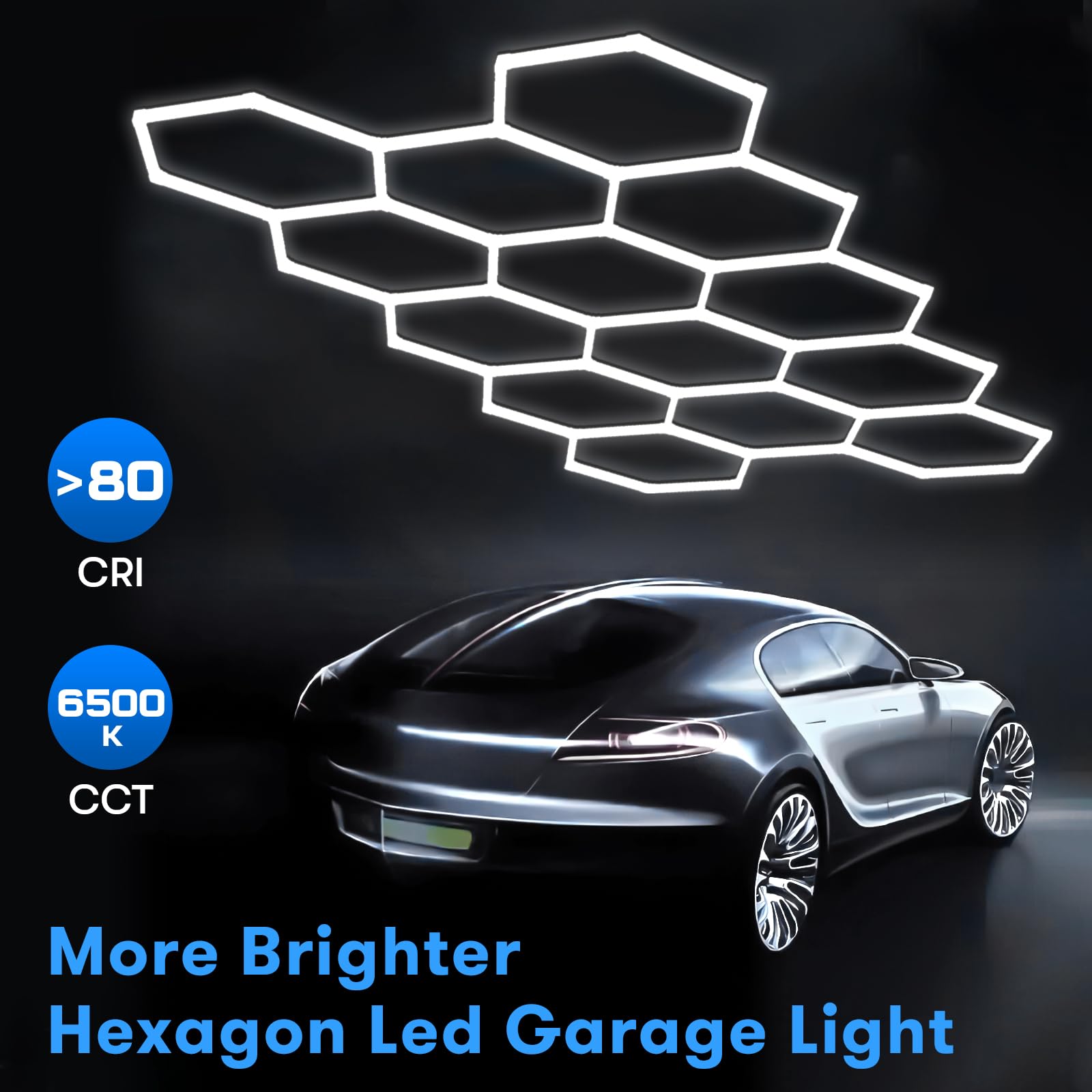 Hexagon Garage Light,57 Pack 14 Hexagon Honeycomb Lights,368W 39376LM Hexagon LED Lights,6500K Super Bright LED Hexagon Garage Light,LED Hexagon Lights for Garage Workshop Basement Gym Warehouse