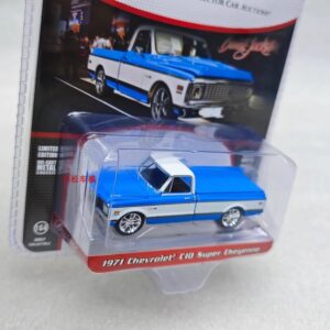 greenlight barrett-jackson 1971 chevrolet c10 super cheyenne custom blue 1/64