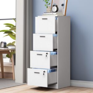 YITAHOME 4 Drawer Lateral Filing Cabinet, Chests of Drawers, Deep Vertical Storage Cabinet Fits Letter, A4, Legal Size for Home Office Organization, White